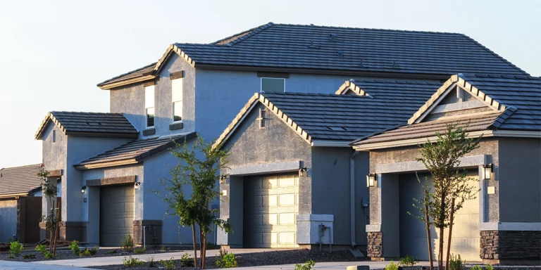 View of suburban neighborhood.